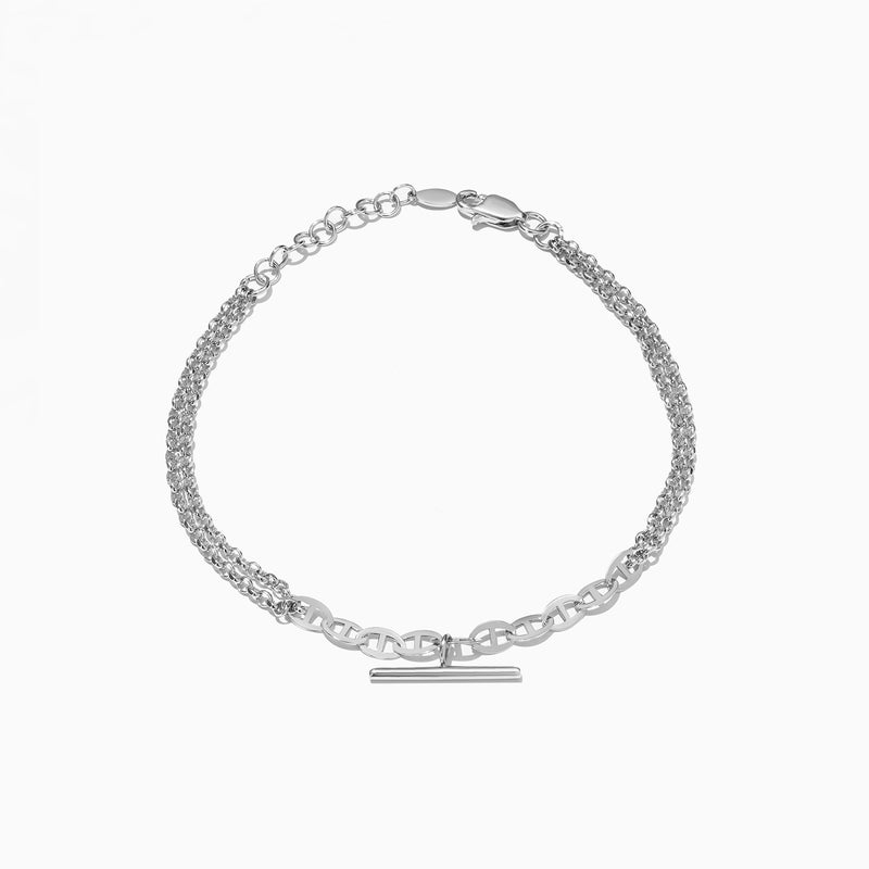 Waves by L'azurde Beaded Chain Bracelet In Silver - Image 1